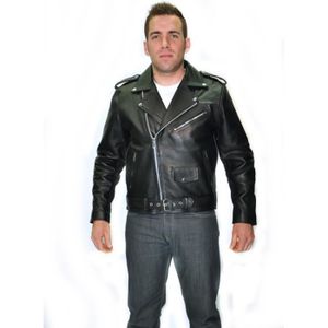 BLOUSON BLOUSON NOIR MOTO BIKER Cuir HOMME PERFECTO L