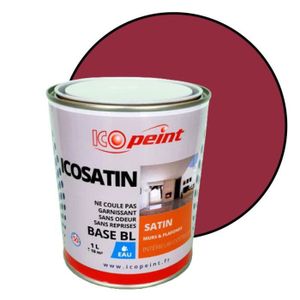 PEINTURE - VERNIS Peinture Satin Murale a l'eau Lessivable  - ICOSATIN Acrylique - Violet rouge - RAL 4002 - 1L