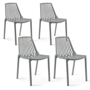 FAUTEUIL JARDIN  Lot de 4 chaises de jardin - Oviala - Gris - Polyp