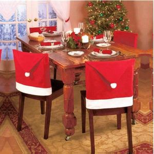 Décors de table 6×Housse dossier chaise forme chapeau Père Noël - 