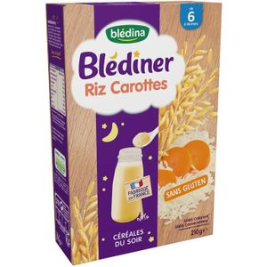 CÉRÉALES BÉBÉ LOT DE 5 - BLEDINA Blédîner - Céréales en poudre riz et carottes dès 6 mois 210 g