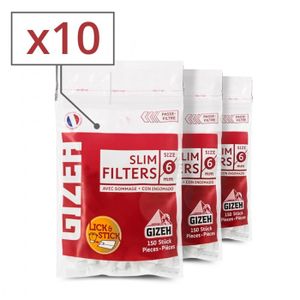 FILTRE À CIGARETTE Lot de 10 Sachets de 150 Filtres Slim - GIZEH