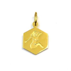 Pendentif Médaille Zodiaque Cancer - Plaqué Or 18k - Grand Modèle - Occasion