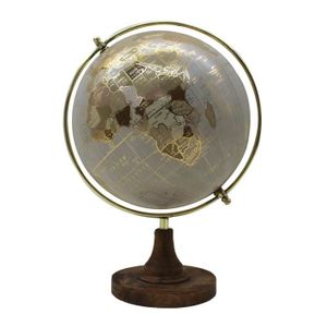 CARTE - PLANISPHÈRE Carte Geographique - Planisphere - ORIGEN Home Decor Globe Ballons du Monde Ronds Gris 32x23x20cm
