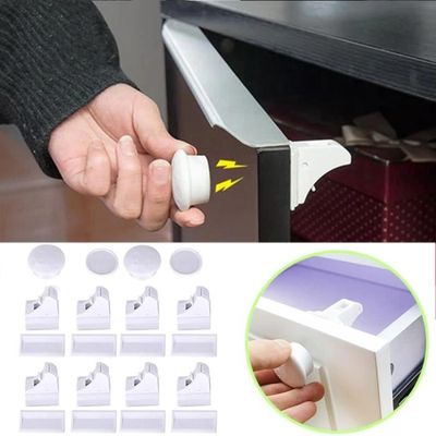 Lot De 6 Serrures De Sécurité Pour Enfants + 2 Clés Magnétiques - Verrou Tiroir Invisible Sans Percage