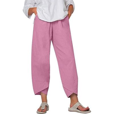 Pantalon Lin Femme été Pantalon Fluide Femme Décontracté Pantalon