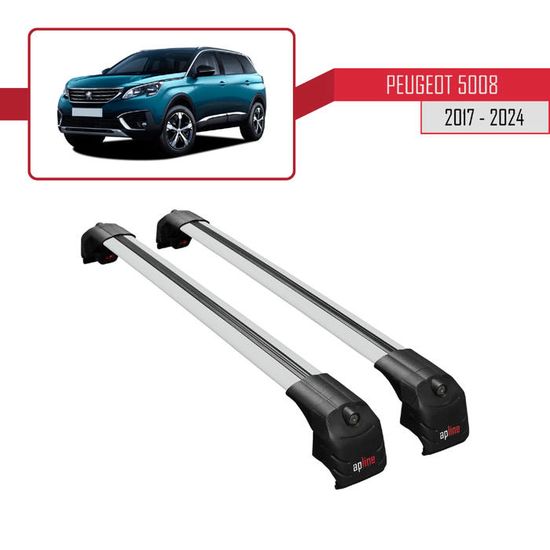 Barres de toit transversales pour Peugeot 5008 2017-2024 Alu Gris Argenté 2x ABE
