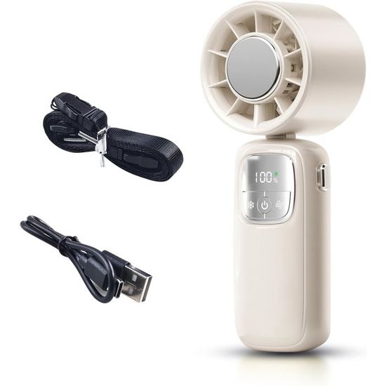 NHQZ Rowent Mini Ventilateur Portable 3 Vitesses USB à Main avec Corde Rechargeable, Doté d'une Ventouse pour Fixation au Téléphone - Blanc NHQZ Rowent Mini Ventilateur Portable 3 Vitesses USB à Main avec Corde Rechargeable, Doté d'une Ventouse pour Fixation au Téléphone - Blanc