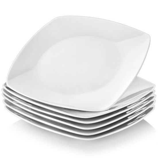 MALACASA Série JULIA, Lot de 6 Assiettes Diner Porcelaine, Service de Table Céramique - 9.5"/23.5*23.5*2cm