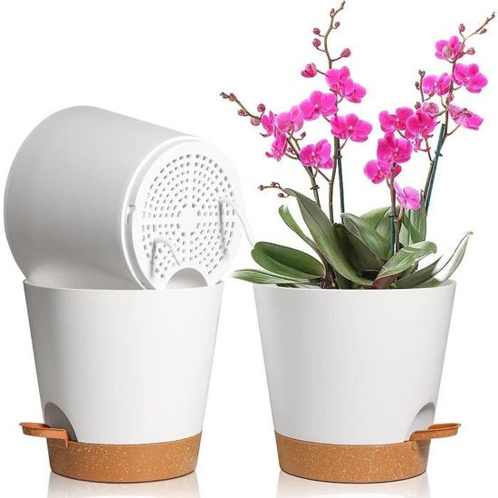 Relota 3 Pots De Fleurs Gris 15.3cm Avec Arrosage Automatique - Idéal Balcon Et Intérieur
