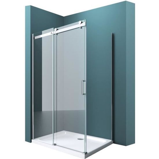 Mai /& Mai cabine de douche en angle 90x90cm avec une porte paroi de douche verre transparent de 6mm avec revêtement nano easy clean Rav05K