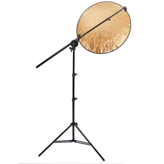 Support D'Éclairage Studio Avec Bras Girafe 224 Cm - Hauteur Max 180 Cm, Contrepoids 4 Kg | Pour Softbox, Flash