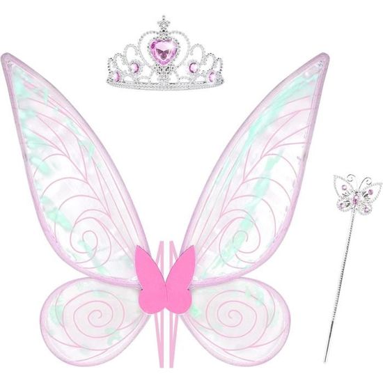 Ailes De Fée Scintillantes Pour Enfants – Tissu Avec Paillettes – Réglables – Pour Costumes Et Fêtes – Violet - 12