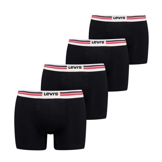 LEVIS Calecon Homme uni Paquet de 4 Noir Cdiscount Pret a Porter