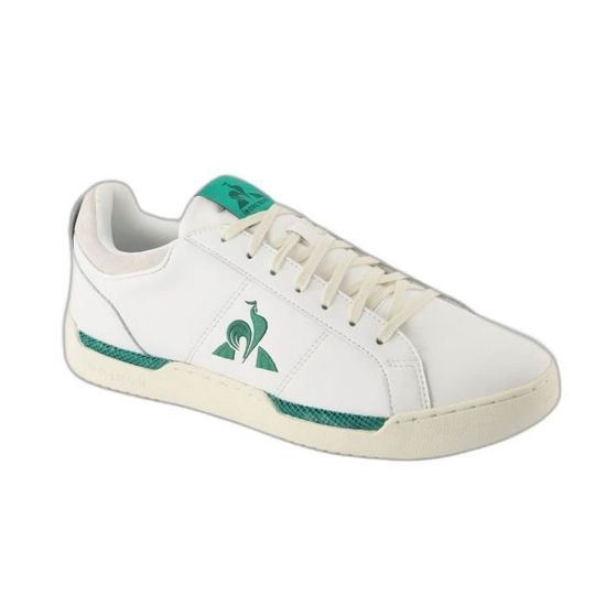 Baskets Homme Le Coq Sportif Stadium Blanc Vert Cuir Lacets