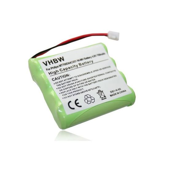 Batterie NI-MH 700mAh 4.8V pour PHILIPS Babyfon Babyphone SBC-EB4870 A1507, SBC-EB4880 A1507, remplace MT700D04CX51