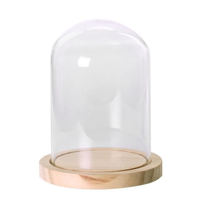 Couvercle En Verre Paysage Vase Terrarium Plateau De Bois Rond Décor Floral Cadeau S