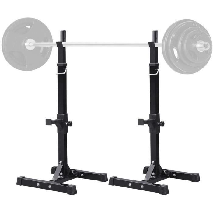 Support Haltères Repose-Barre Acier renforcé Noir - Rack de Rangement hauteur réglable - Charge env. 200 kg