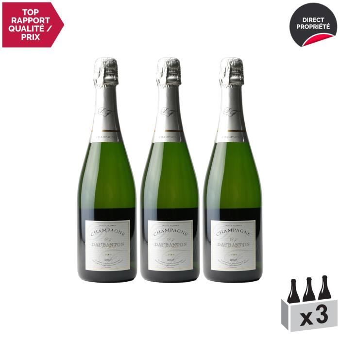 Champagne Brut tradition Blanc - Lot de 3x75cl - Champagne Daubanton - Cépages Pinot Meunier, Pinot Noir, Chardonnay