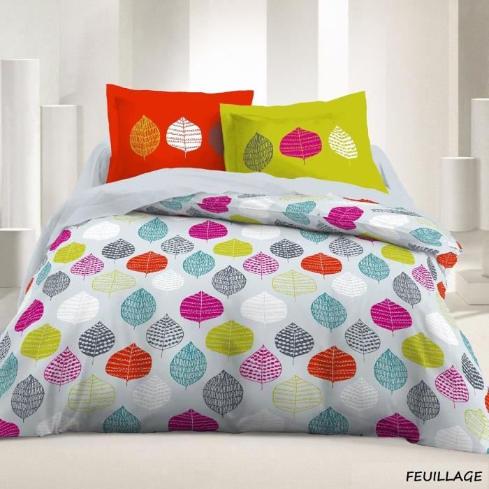 Parure de Drap 2 places 100% Coton 42 fils/cm² - FEUILLAGE
