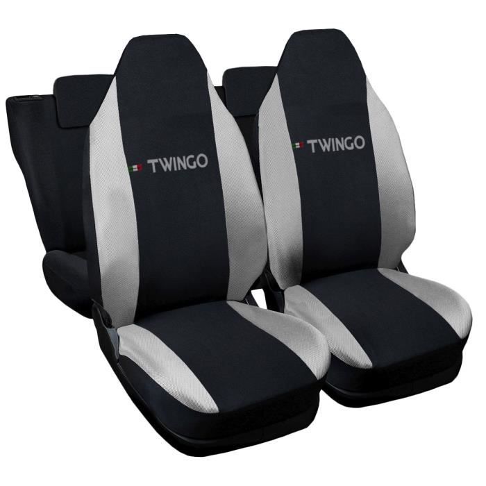 Housses de siège deux-colorés compatible pour Twingo - noir gris clair