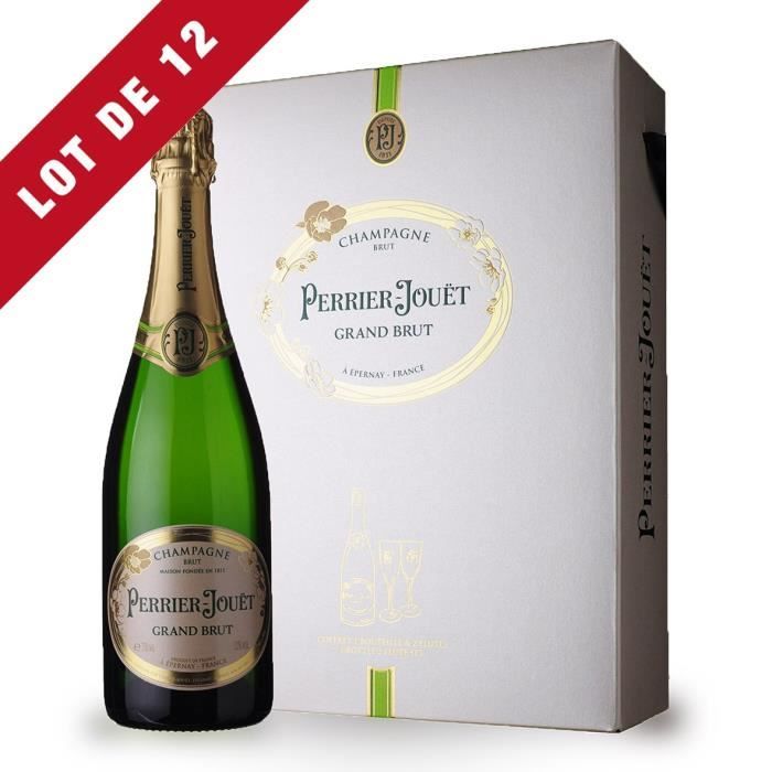 12X Perrier-Jouët Grand Brut 75cl - Coffret 2 flutes - Champagne