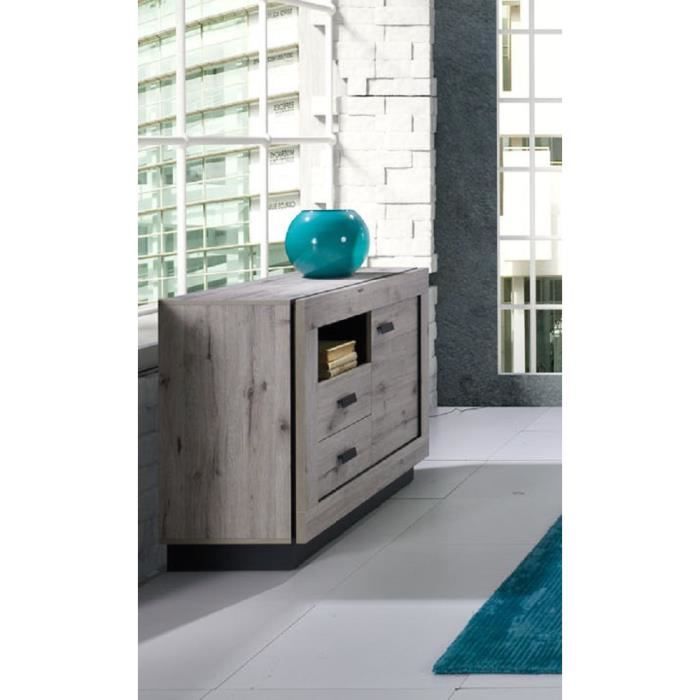 PRICE FACTORY - Buffet, bahut petit modèle MALA coloris chêne wellington. Meuble design idéal pour votre salon ou salle à manger