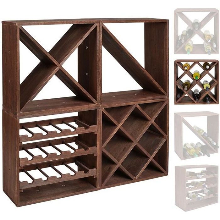 Casier à bouteilles de vin - Système modulaire CUBOX 50 - Mod Dunkel 20 ROMBO - Capacité de 20 bouteilles de 75 cl. - Taille 50 x