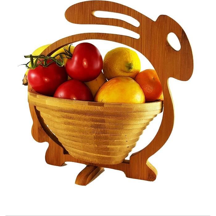 Lapin de Pâques Corbeille de Fruits Lapin Panier de Pâques Osternest Lapin , Belle Panier Pliant 30 X 30 CM De Meubles en Bambou