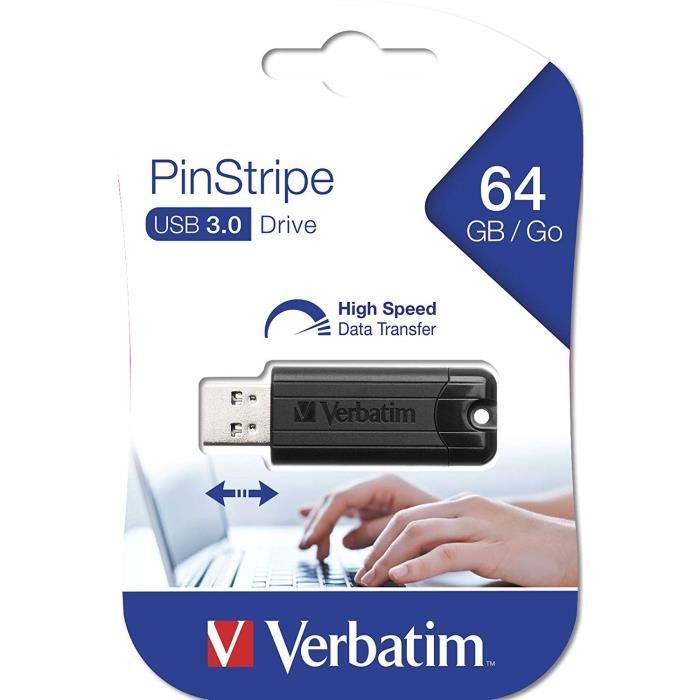 Verbatim 49318 64 Go Store'n'Go USB 3.0 Pinstripe Flash Drive