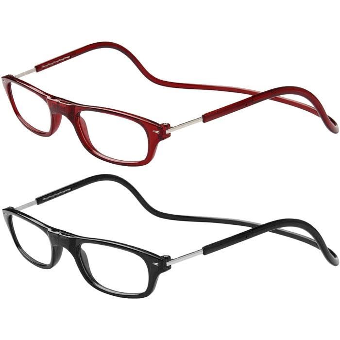 TBOC Pack: Lunettes de Vue Lecture Presbyte - (Deux Unités) Dioptrie +4.00 Monture Bourdeaux et Noir Femme Homme Aimant Fermet361