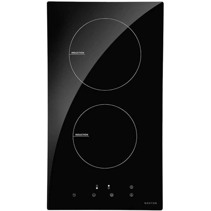 NOXTON Plaque de Cuisson à Induction Encastrable Cuiseur de Table électrique 2 foyers de Cuisson en Verre Noir Avec Capteur Contrôle