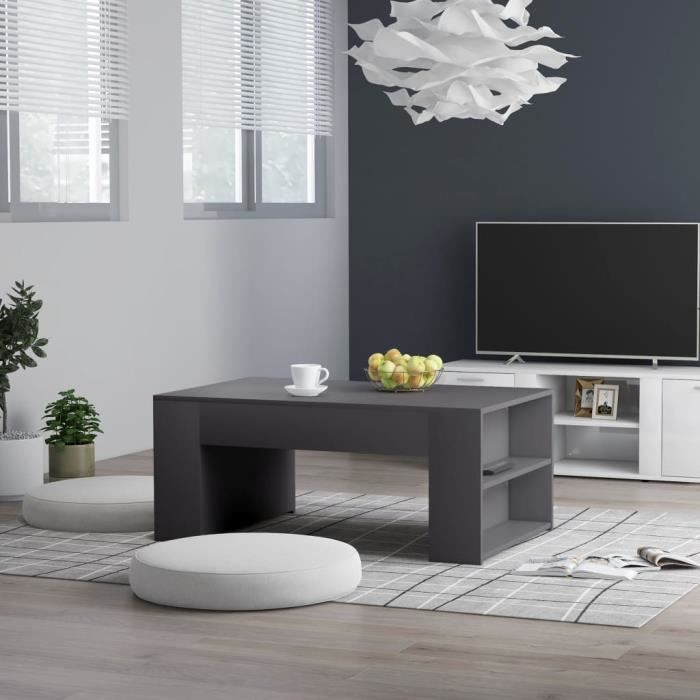 Table de Salon Table Basse - Style Contemporain scandinave - Table d'appoint - Gris 100x60x42 cm Aggloméré ♪♪6218