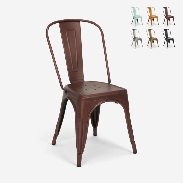Chaises design industriel vintage en métal shabby chic style Tolix Steel Old, Couleur: Bronze