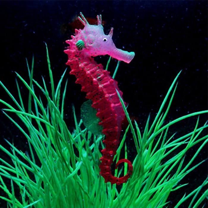 Décoration - aquarium,Ensemble de décorations lumineuses artificielles pour Aquarium, 1 ensemble, petit hippocampe, - Type Red