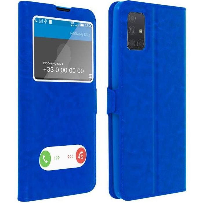 Housse Galaxy A51 Protection Double Fenêtre Fonction Support - bleu Bleu