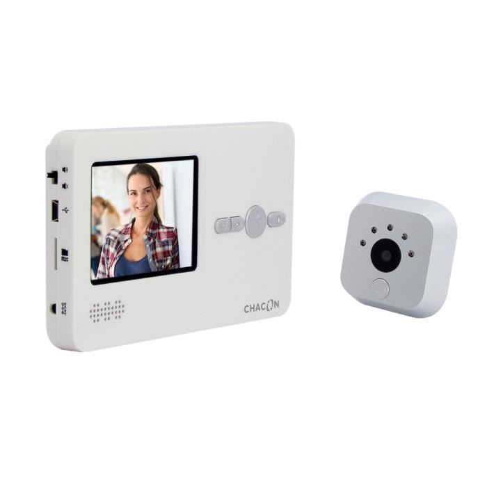 CHACON Interphone vidéo avec judas digital avec écran LCD 2,8- mains libres