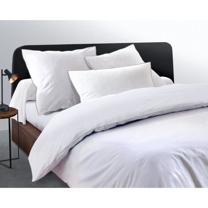Housse de Couette 3 Pièces - Satin de Coton 80 Fils - 2 Personnes 220x240 cm - LE LISERÉ Beige Sable