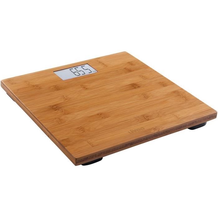 LIVOO DOM306 Pèse-personne électronique en bambou - Portée de 6 kg à 180 kg - Précision 100g