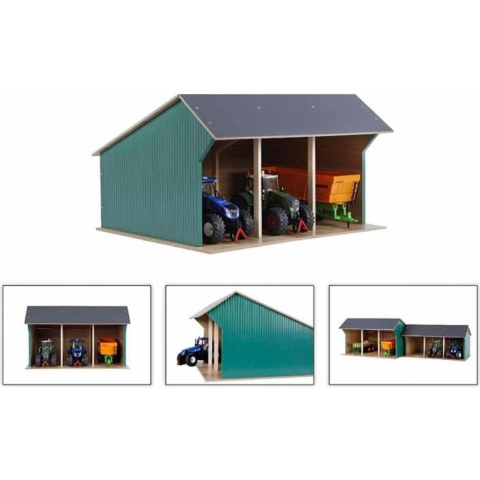 Kids Globe Hangar de ferme pour tracteurs jouet Grand 1:32 Bois 610193