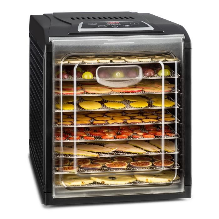 Klarstein Fruit Jerky Déshydrateur alimentaire 600-700W 9 étages - Réglage température 35-70°C + Minuteur + 9 plateux inclus - noir