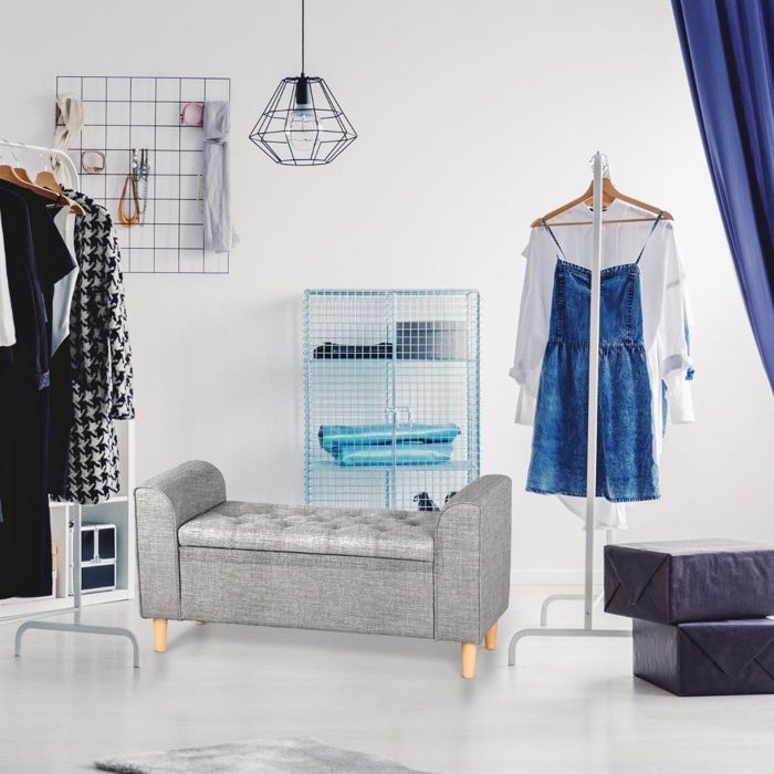 Banquette-coffre Winnie Tissu Gris foncé