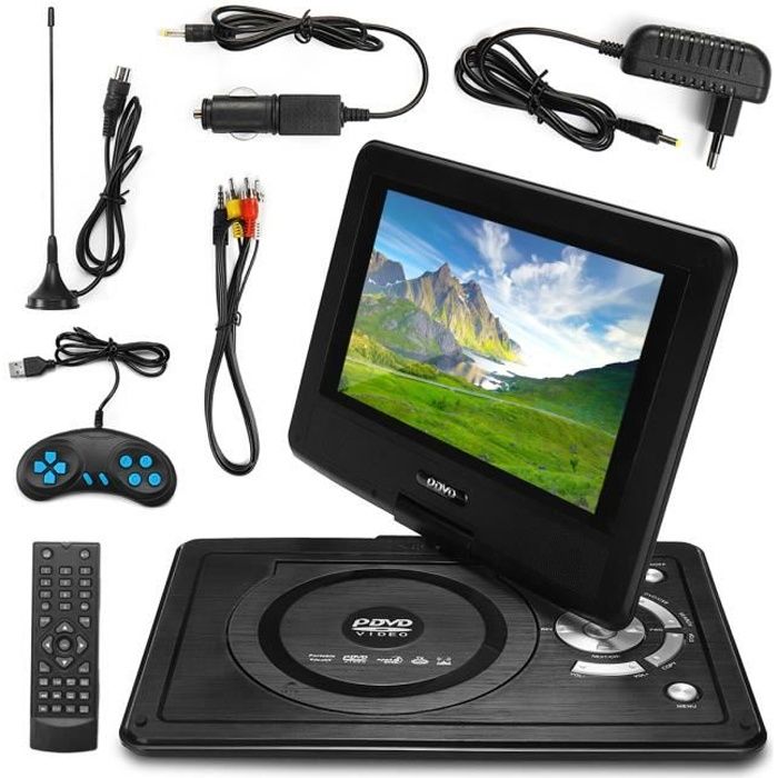 NEUFU Lecteur DVD Portable Écran 8.8'' Rotatif USB SD MP4 MP3 MS MMC TV AV SVC VCD CD CD-R RW