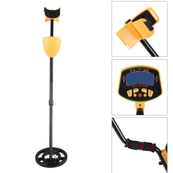 MD-3010II Détecteur de Métaux Étanche Recherche Profonde avec Affichage LCD pour Extérieur Intérieur