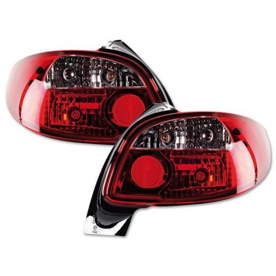 Feux arrières pour Peugeot 206 (type 2***) année 98-05, transparent/rouge