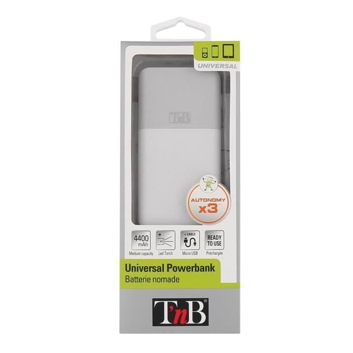 TNB Batterie externe de secours universelle 4400mA