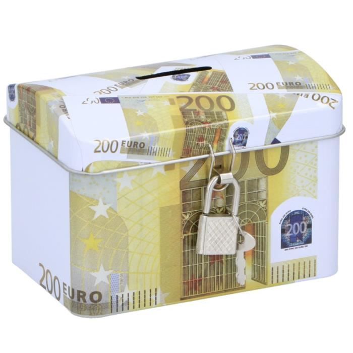 TOM tirelire 200 euros 11,6 x 8 cm acier jaune/blanc
