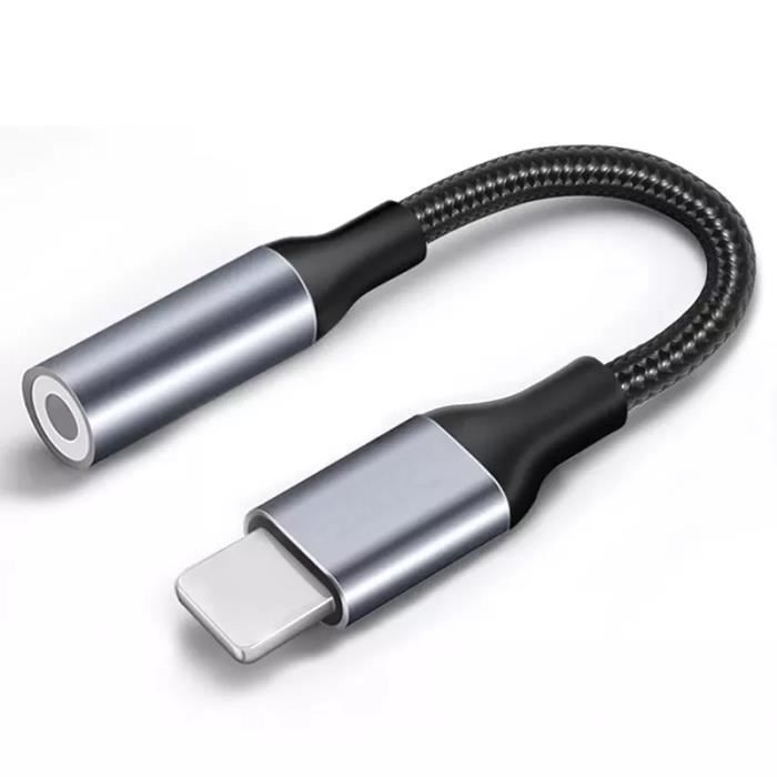 Adaptateur pour iPhone vers Jack 3.5mm Gris [Toproduits®]