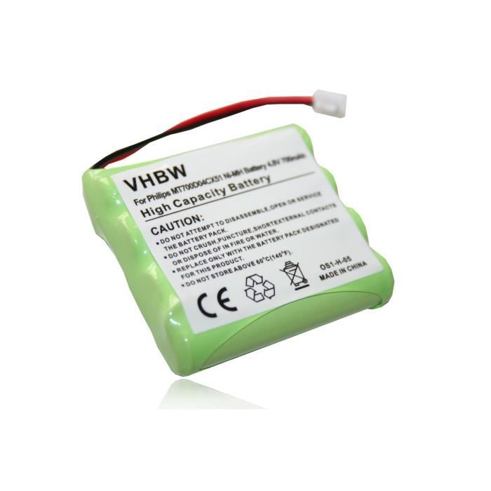 Batterie NI-MH 700mAh 4.8V pour PHILIPS Babyfon Babyphone SBC-EB4870 A1507, SBC-EB4880 A1507, remplace MT700D04CX51