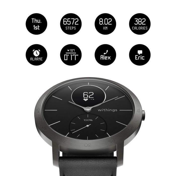 Withings Steel HR - Montre connectée hybride - Suivi de l'activité, du rythme cardiaque, des pas, des calories et du sommeil -